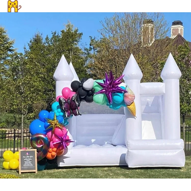 Commercial Grade Pvc White Bounce House With Slide - Buy White Bounce ...