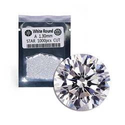 1000pcs/pack A grade 1.3mm synthetic cz diamond loose gems stone white small round cut cz