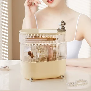Luxury Rotating Cosmetics Storage Box Dust-Proof Moisture-Proof Lid Household Daily Necessities Sundries Kids' Items Accessible