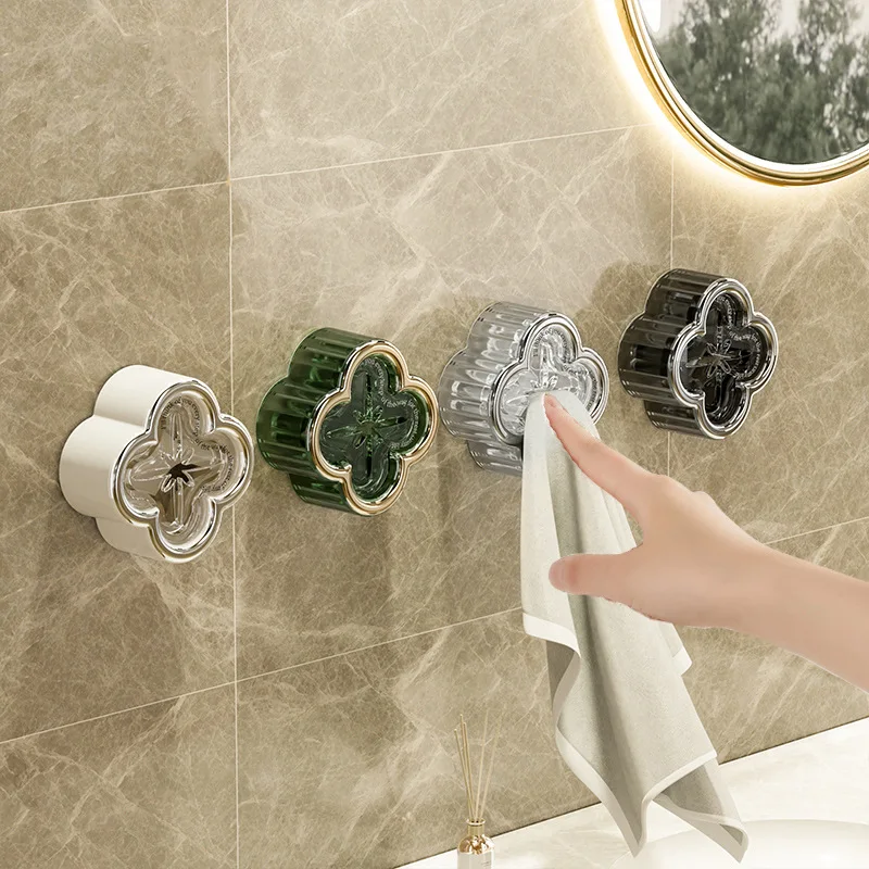 Light luxury four-leaf clover towel clip Strong viscose electroplating punch-free towel plug bathroom towel storage plug