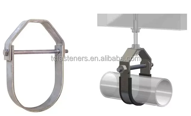 Heavy Duty Zinc Plated Carbon Steel Clevis Pipe Clamp Hanger 3/4"-6" 2. ...