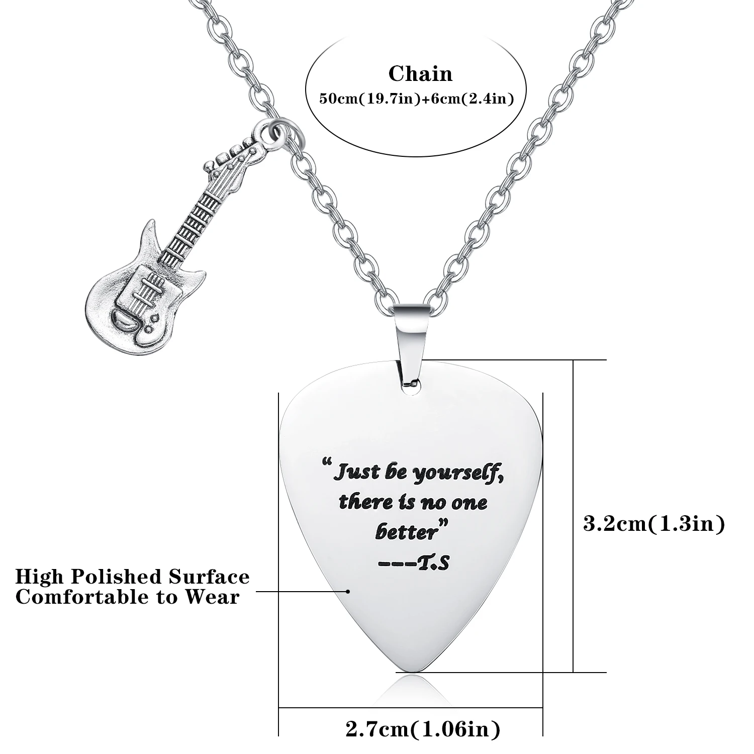 Inspired Fans Gift Quotes Guitar Pick Necklace Outfits Jewelry