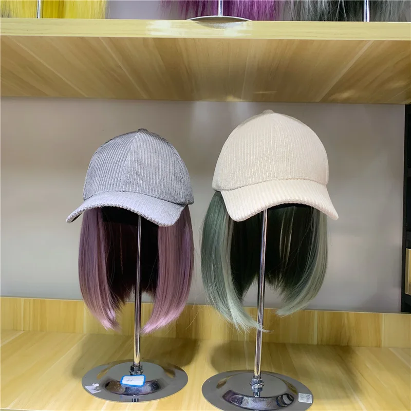 Straight Hair Fashion Baseball Wig Hat 