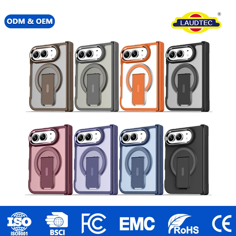 Wholesale PC+TPU Phone Case with Invisible Desktop Stand for iPhone Duo Magnetic Wireless Charging ODM OEM