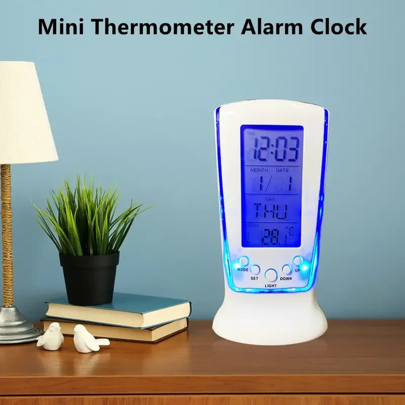 Smart Mini LED Luminous Alarm Clock Silent Lazy Electronic Clock with Temperature Control Desk Using Creative Gifts