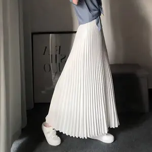 2026 Summer Women's Casual A-Line Swing Midi Skirt High Waist Pleated Chiffon Natural Waistline