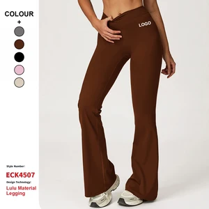 Custom High-Quality Brushed Sweatpants High-Waist Skinny Wide-Leg Flared Pants Women Gym Running Fitness Sport Flared Pants