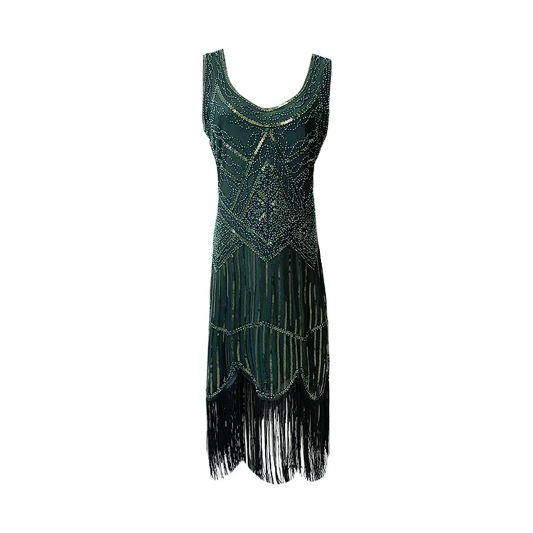 slim fit dress slacks Shop 1920s Dresses - Sequin Peacock Tassel Dress