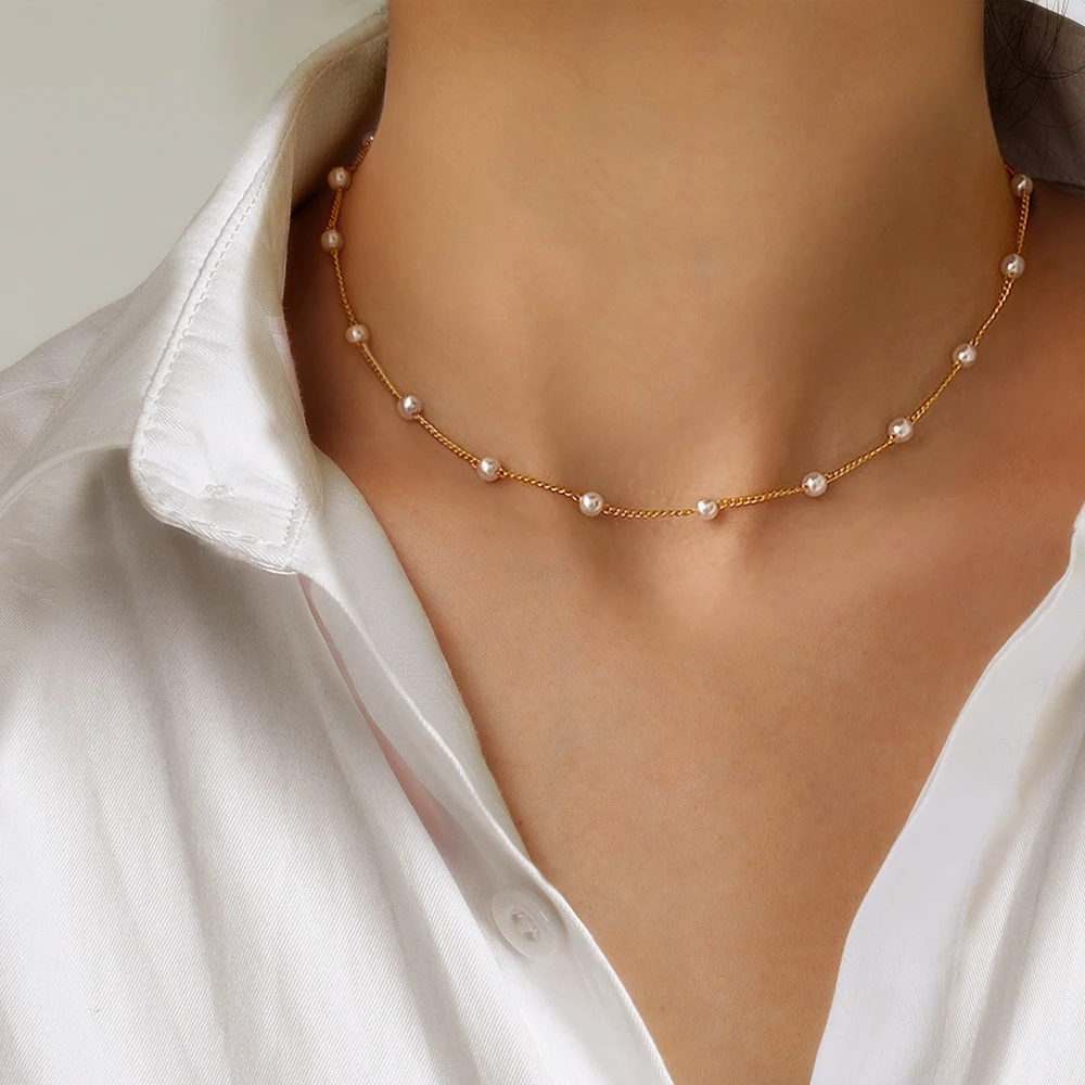 New Beads Women's Neck Chain Kpop Pearl 