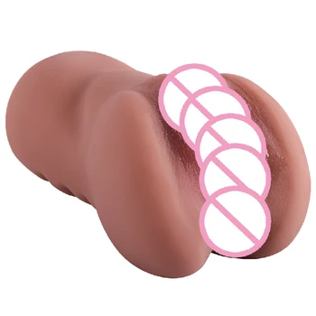 760 g High Quality Brown Color Vaginal Anal Masturbation  Male Masturbator Easy Clean Elastic Pocket Vagina Sex Toy for Man