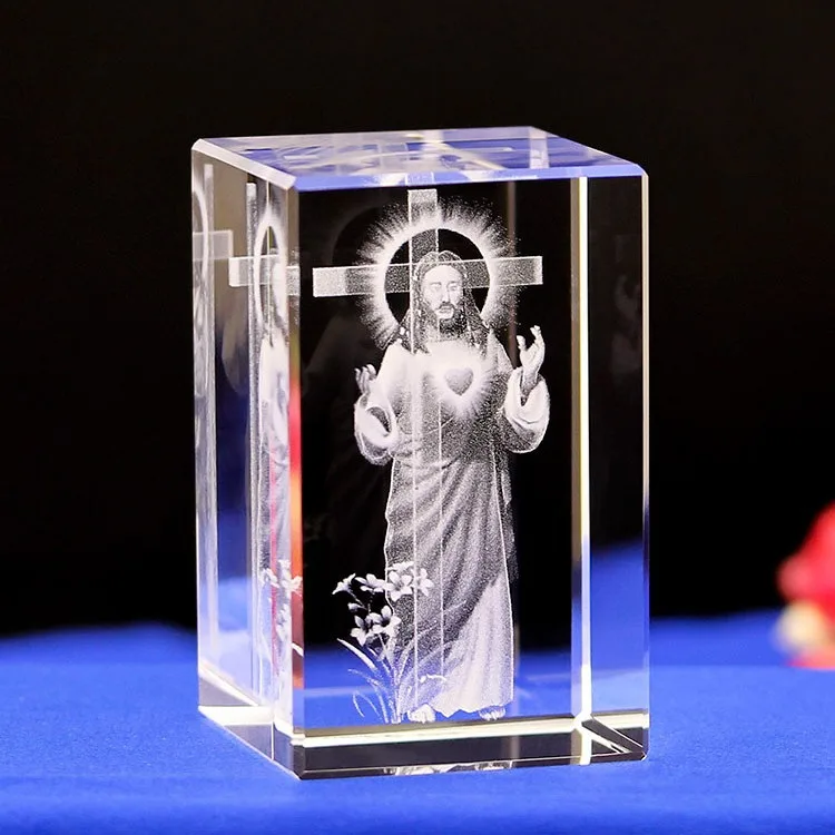 Honor of Crystal Customized Multi-pattern Cross Statue of Jesus Crystal 3D Laser Engraving for Religious Gifts