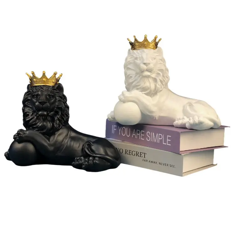 Nordic Resin Lion Statue Style Resin Figurine Sculpture Home Office Decoration 
