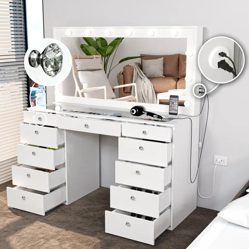 Factory White Bulb Dressing Table Wind Bucket Cabinet Makeup Table Special Photo Studio Dressing Table