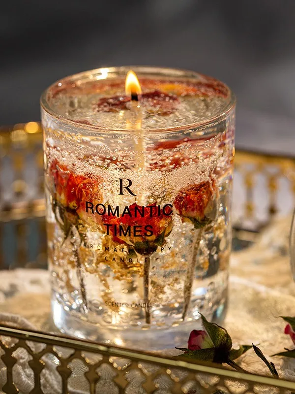 Luxury Clear Transparent Gel Wax Candles Dried Flower Jelly Scented
