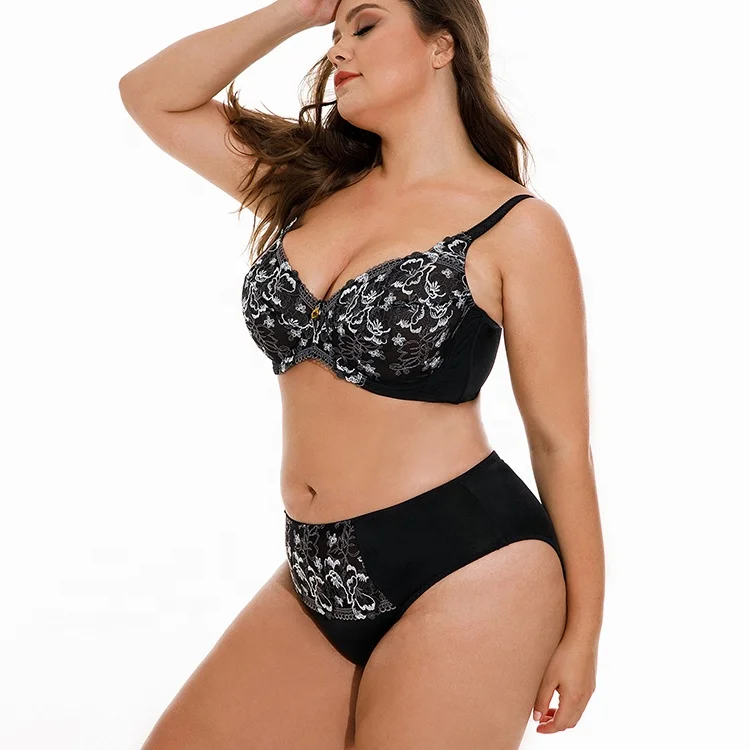OEM Underwire Embroidered Lace Large Plus Size DD Lace Sexy Lingerie Big Breasted Bra & Brief Set OEM Underwire Embroidered Lace Large Plus Size DD Lace Sexy Lingerie Big Breasted Bra & Brief Set
