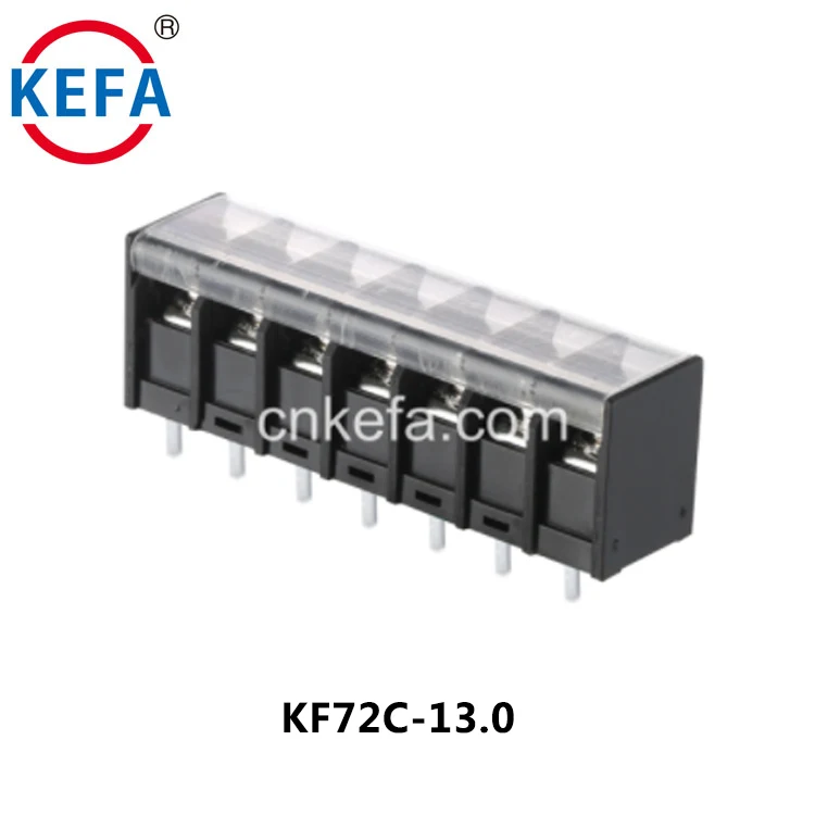 Bloc Téarmaíneach PCB KEFA KF72C-13.0, 600 V, 30 A, 13 mm, PA66, dubh, le clúdach, bloc téarmaíneach ar airde iomlán