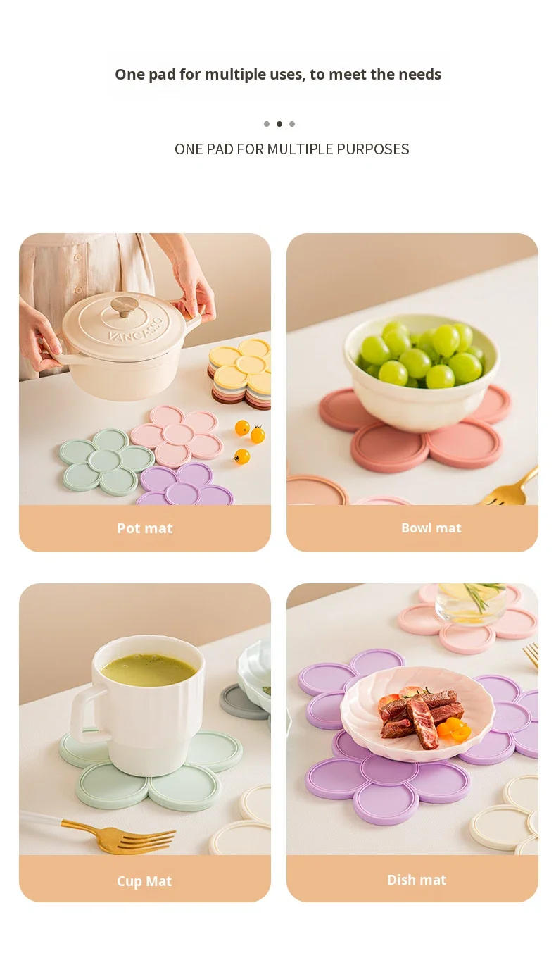 Modern Reusable Silicone Heat Resistant Anti-Scalding Placemat Coaster Bowl Plate Mat for Household Countertop Dining manufacture