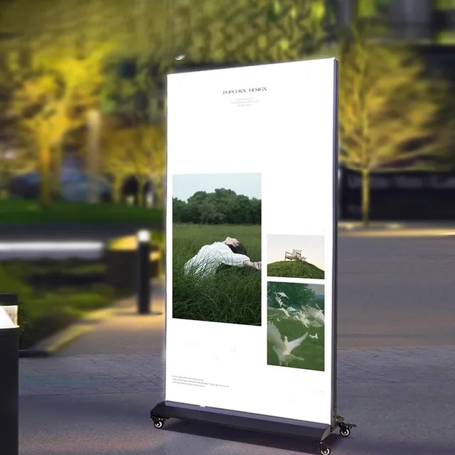 Soft film light box billboard outdoor card double-sided luminous charging vertical floor mobile advertising light box