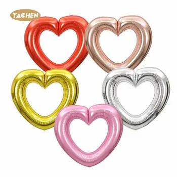 YACHEN Rose Gold Red Pink 40inch Large Hollow Out Heart Foil Balloons for Valentines Day Birthday Wedding Party Decorations