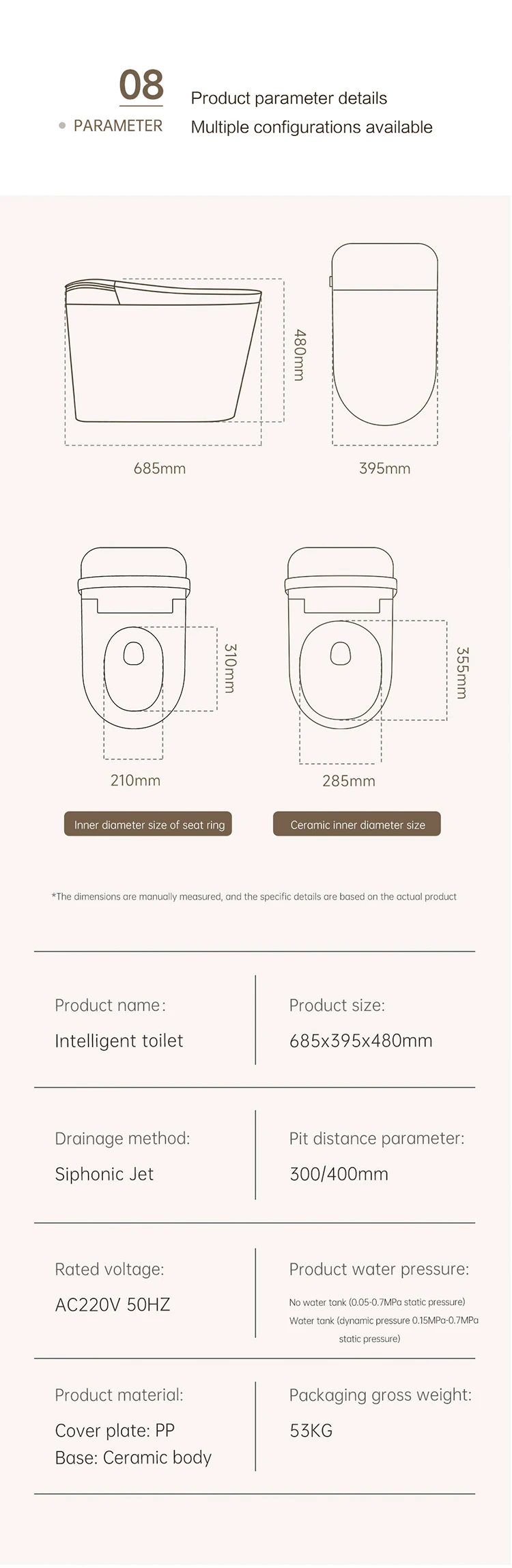 product high quality ceramic sanitary ware bathroom smart toilet black ceramic automatic electronic control bidet wc intelligent toilet-32