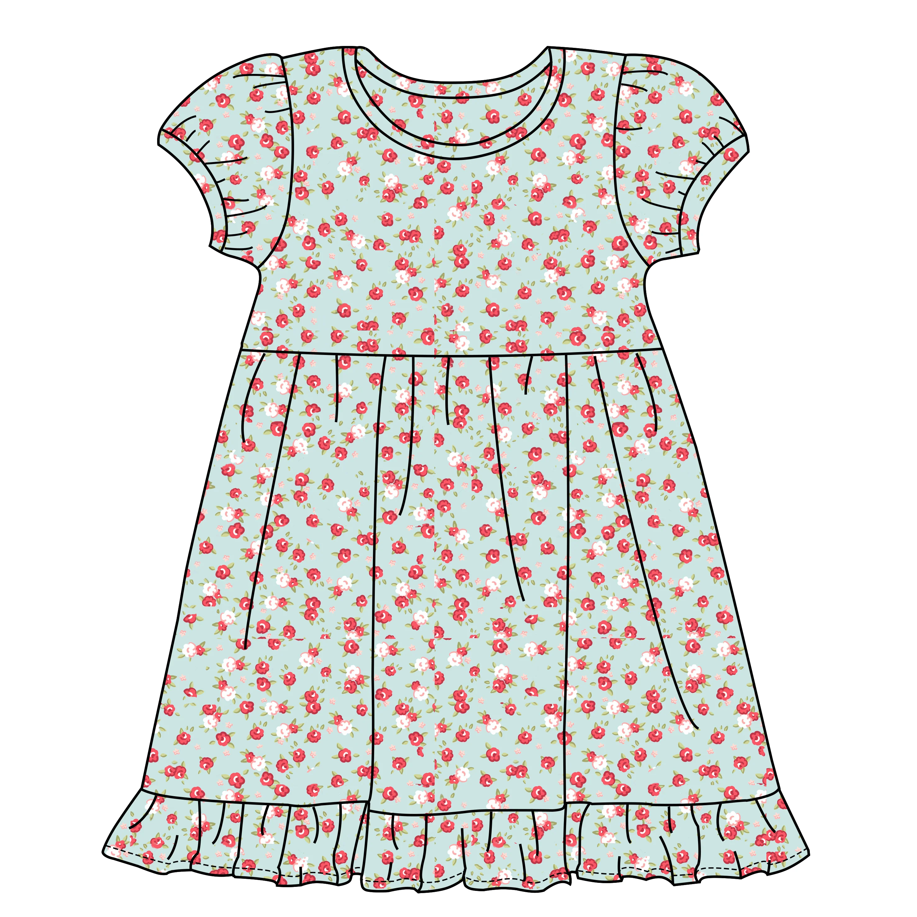 Baby girls dress design technical Flat sketch vector illustration template  12286932 Vector Art at Vecteezy