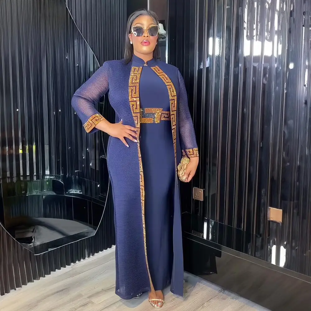 Luxurious African Formal Dresses a Two-piece Set African Women Dresses  Rhine Stone African Dresses for Women Clothing
