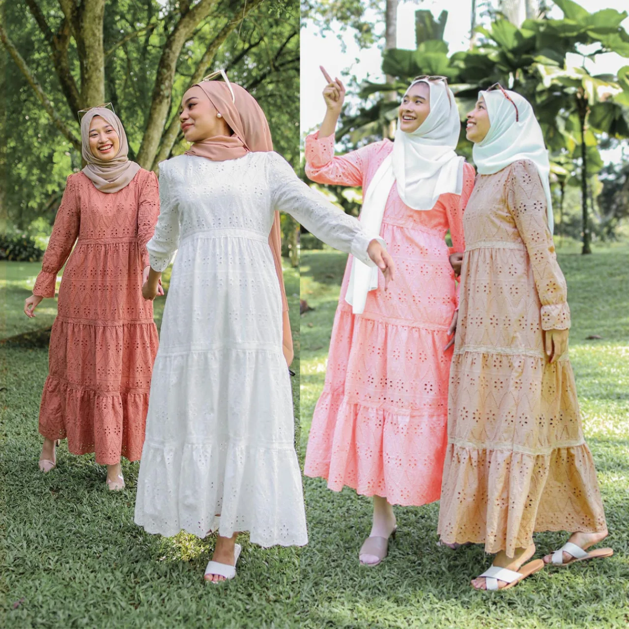 chinese dress ladies Muslim Malaysia Indonesia Hollow Lace Dress – Abuadnan Online Store main image 0