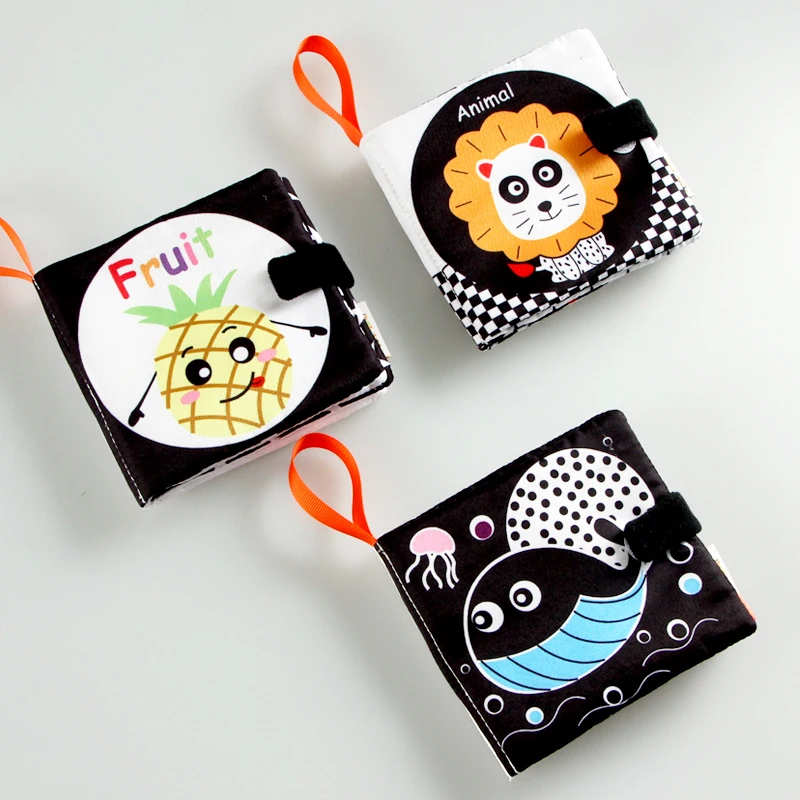 Черно-белая тканевая книга Визуальная стимуляция пляжная книга детская тканевая книга игрушка N005