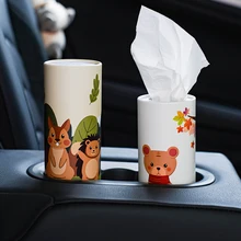 Custom Design New Style 2Ply car Facial Tissue Box Plastic Holder Packaging for Car Paper Tube and cylinder tissue Box for car