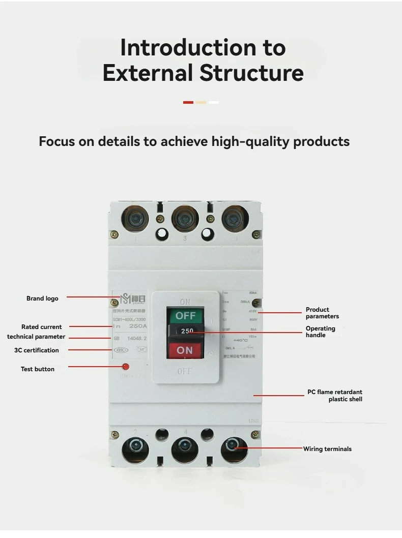 Industrial 630A Moulded Case Circuit Breaker 3P MCCB with Motor Overload and Short Circuit Protection