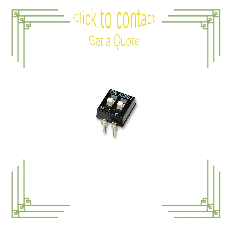 ADE02 ADE0204 Switch DIP OFF ON SPST 2 Extended Slide 0.1A 24VDC 0.4VA PC Pins 2.54mm Thru-Hole