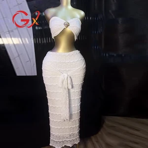 GX51751 Fashion 2026 Summer Clothing Vendor Sexy Nigh Club Wear Sleeveless Tube Top and Maxi Lace-up Skirt 2 Piece Set