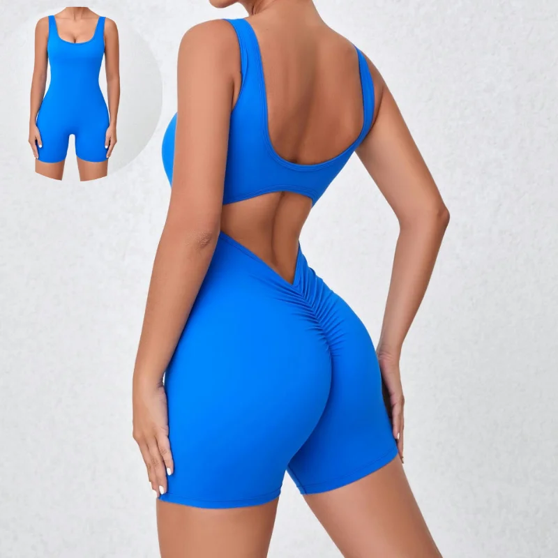 Hot Selling Scrunch Butt Shorts Backless Design Yoga Fitness Sports Wear Workout Gym Women's One Piece Yoga Jumpsuits