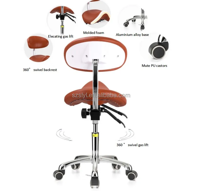 Ergonomic Dental Stool PU Leather Assistant Saddle Chair for Hospitals Dental Doctor Stool