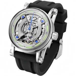 Custom Logo Luxury Skeleton Hangzhou Mechanical Watch Stainless Steel K9 Crystal Mirror Celestial Orbit Men's Luminous Watches