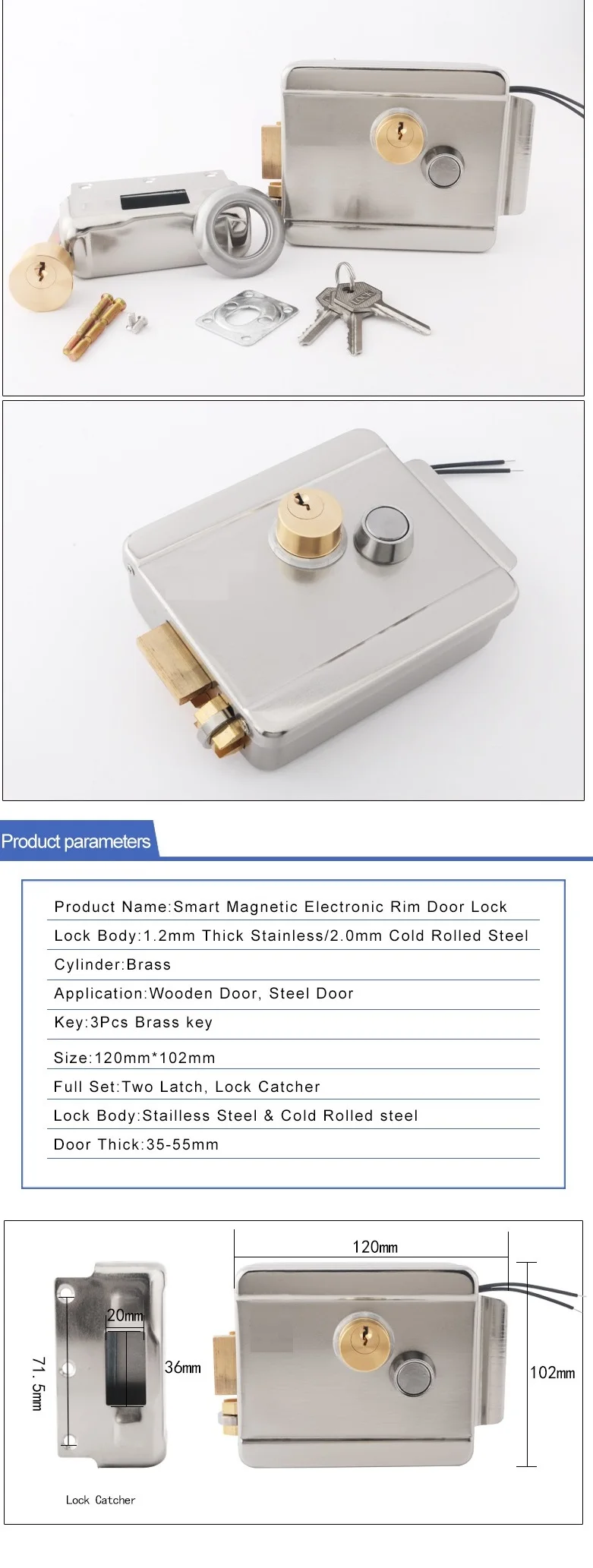 Roeasy Smart Home Electric Rim Lock With Deadbolt Latch Electronic Rim Lock Gate Lock Buy Buy