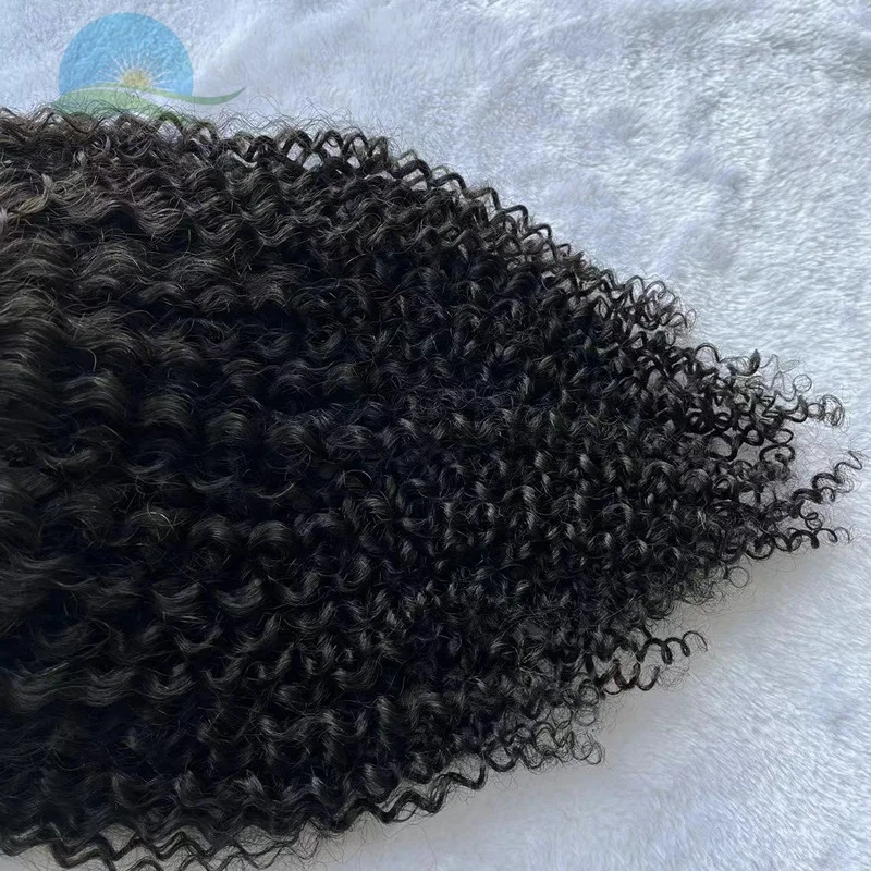 Afro Kinky Curl Fishnet Silk Microline Toupee 100% Remy Hair European Fine Curly Women's Hair Topper Natural Black