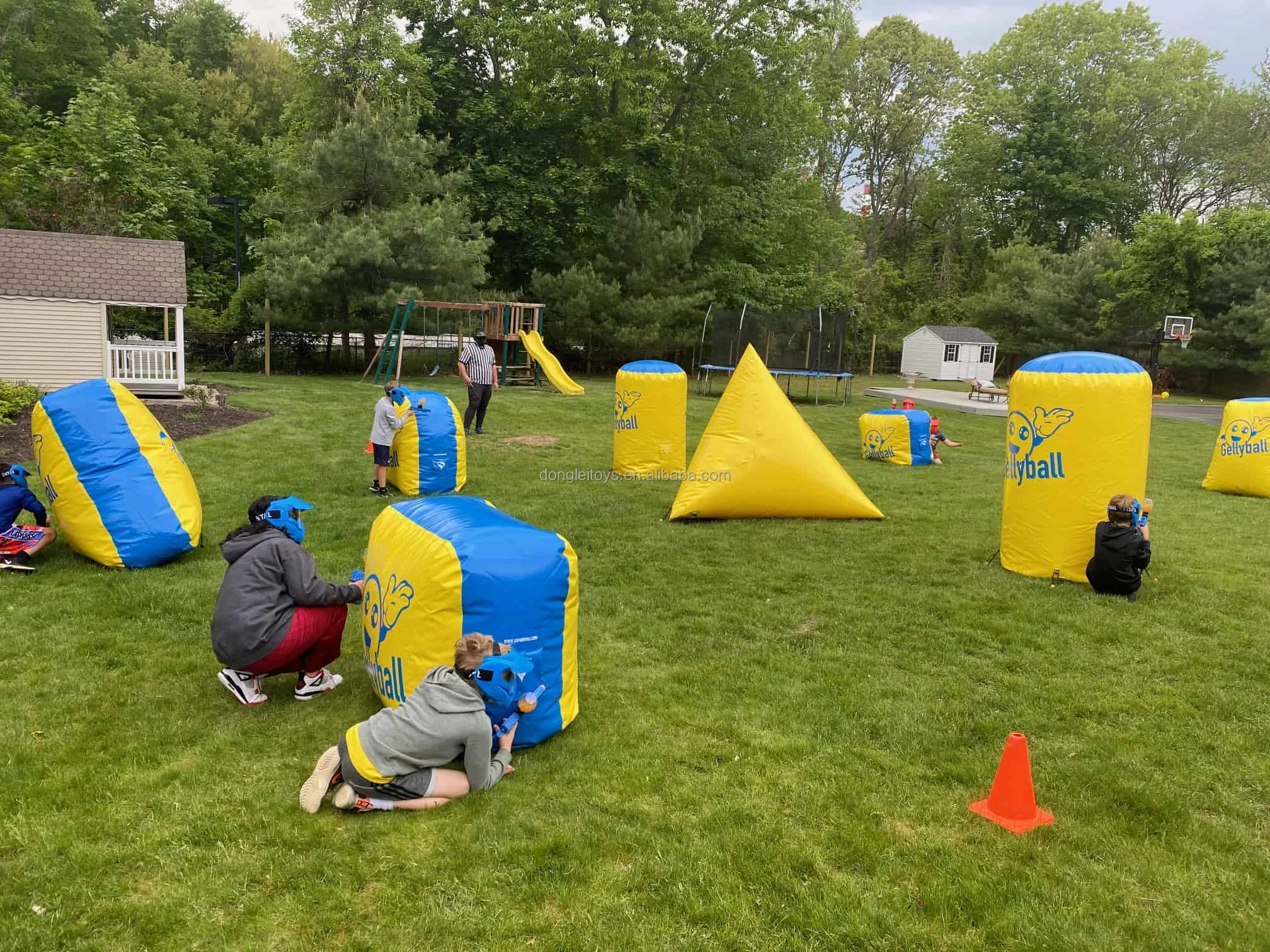 Inflatable Custom Paintball Arena Interactive Cs Obstacles Game Gelly