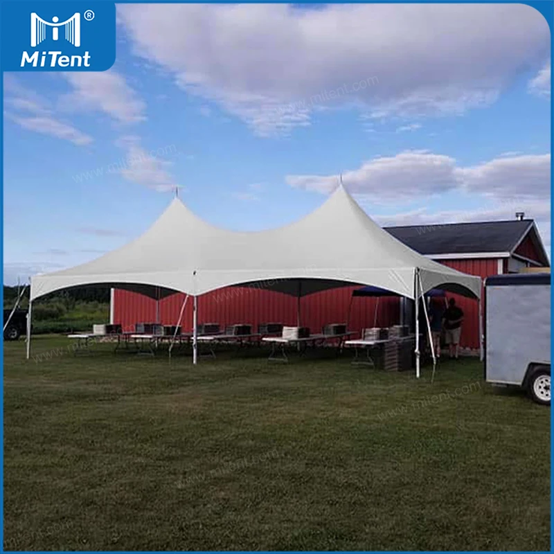 50 Seats Canopy Tent with Tables and Chairs 6x12m Party Tent UV Resistant