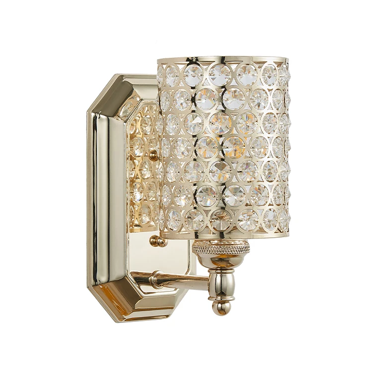 industrial K9 Polyhedral Unique Crystal Wall Sconce Lighting with Plating Chrome Finish Modern and Concise