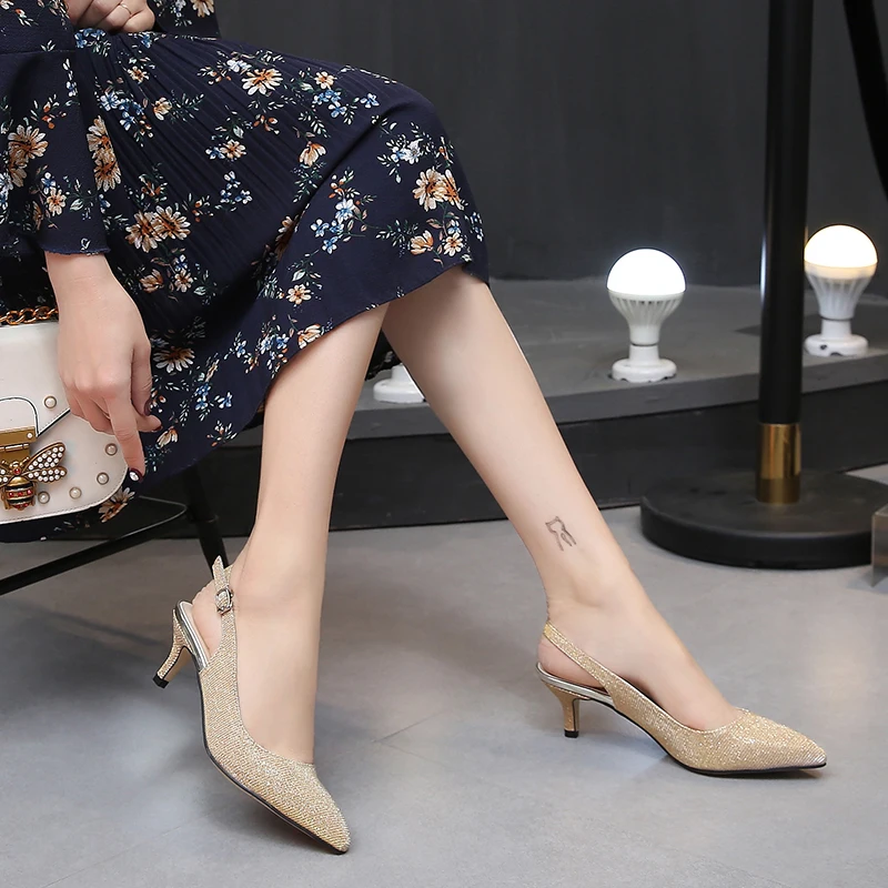 2021 летний Лидер продаж Женская обувь Высота каблука 5 см; Обувь на низком каблуке с ремешком на пятке, на высоком каблуке, с острым носком, пикантные женские туфли-лодочки; Женские повседневные туфли для работы; Туфли для женщин