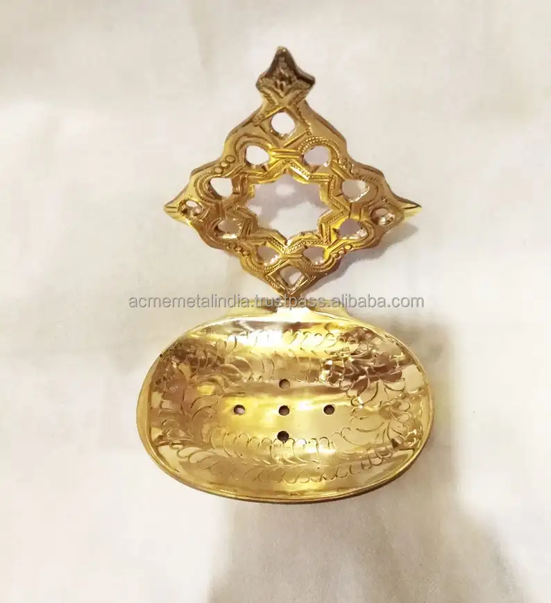 Moroccan Style Soap Dish in Rust-Free Brass with Gold Finished Perfect for Elegant Bathroom Accessory Use