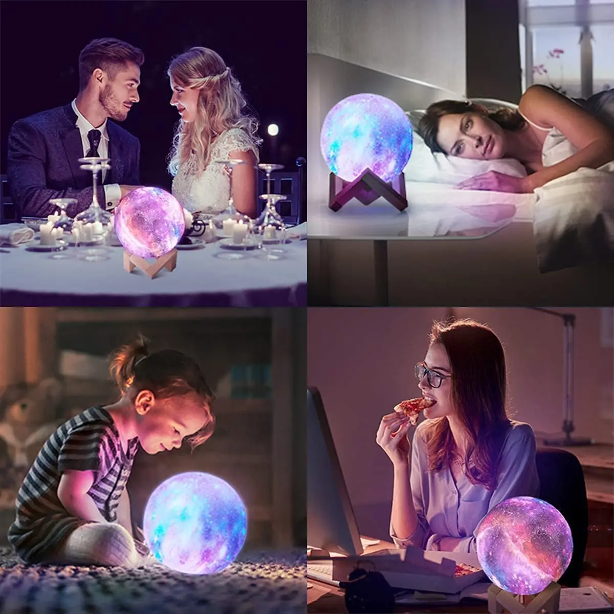 8cmholiday Gift Touch Control 16 Colors Changing 3d Printing Led Bedside Night Light Moon Planet