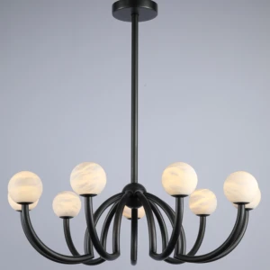 ECOJAS Spain High Quality Alabaster Ball Pendant Light Copper Detail for Villa Hotel Decor Chandelier Project Installation