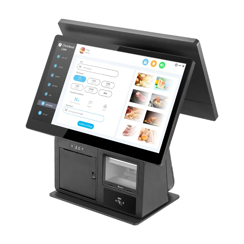 One-Stop POS Systems Dual Big Screen Point of Sales POS for Pharmacy POS Manufacturer