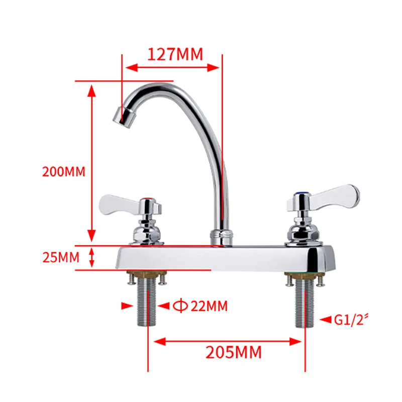 High Quality Commercial Basin Sink Tap Dual Hole Modern 304 Stainless Steel Faucet Taps Kitchen Faucets for Kitchen Faucets details