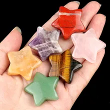 30mm Amethyst Crystal Star Chakra Stones for Reiki Healing Yoga Balance Meditation Polished Mini Pocket Palm Stone
