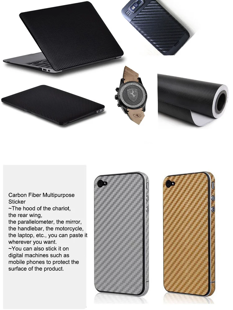KAKASinlee 3D 4D 5D Carbon Fiber Vinyl Wrap Roll – Glossy Mirror Chrome Finish – Self-Adhesive, Universal Fit For Cars, Motorcycles, Laptops, More – 1Yr Warranty