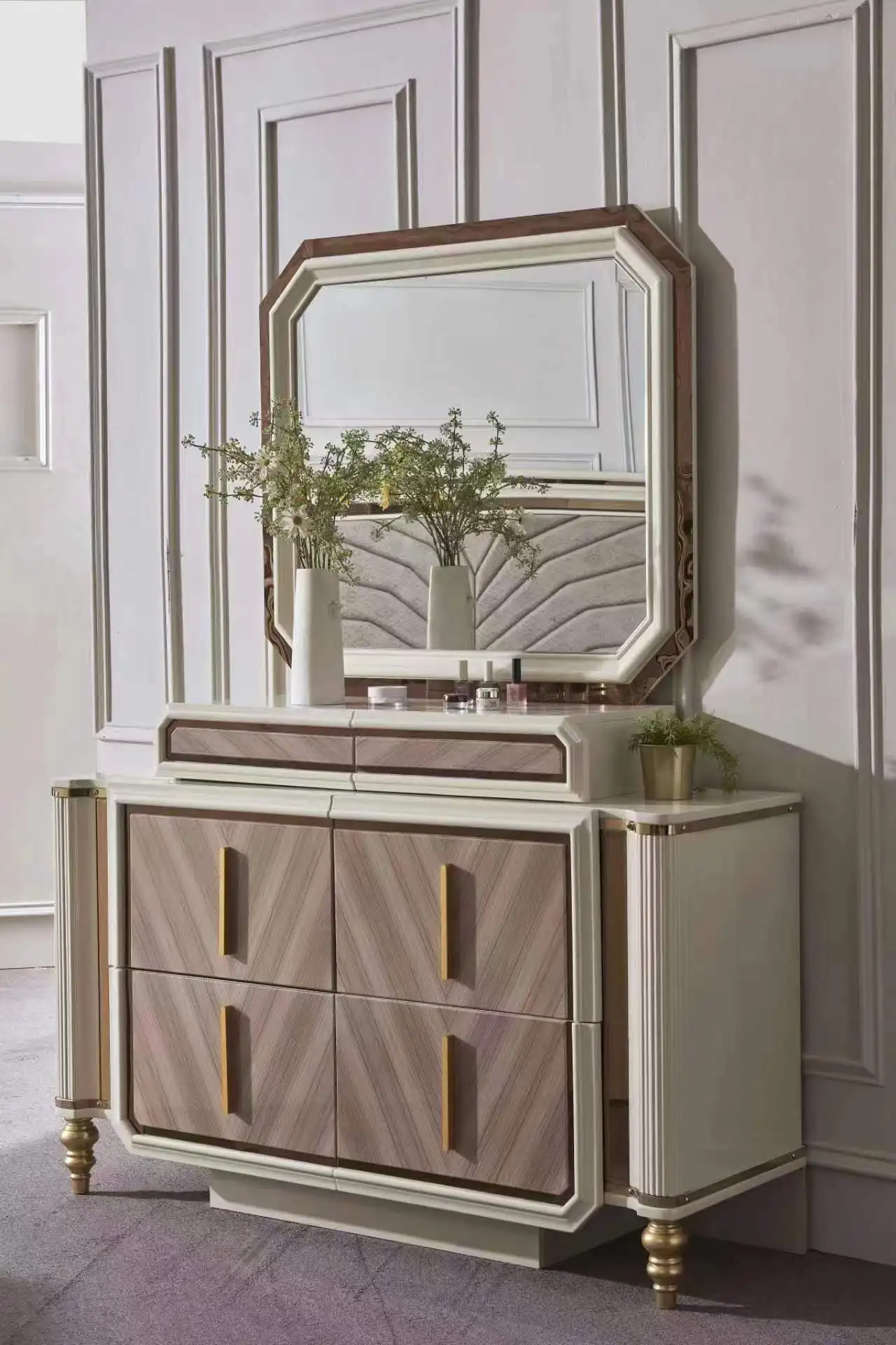 865 Wooden Suite Queen Size Room Headboard Luxury King Bed Modern Set Furniture California Home