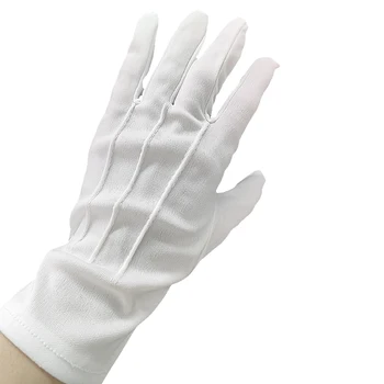 White Cotton Jewelry Ceremony Uniform Band Gloves Customized Logo Personalized Working Etiquette Gloves